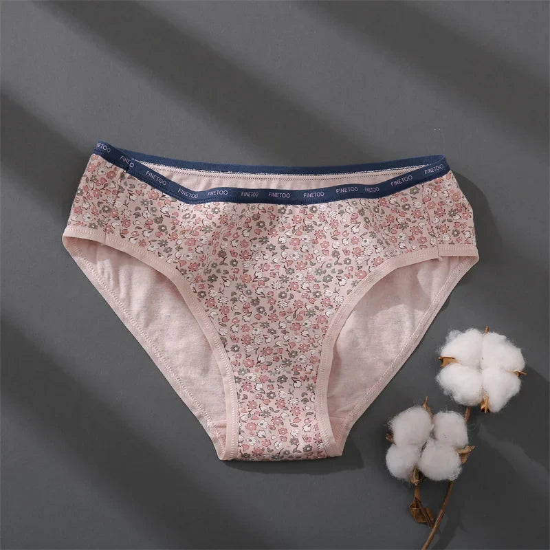Women Printing Floral Panties 3Pcs/set Low-Rise Cotton Briefs Female Comfortable Underwear Female Soft Panties Lingerie M-2XL