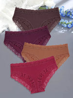 4Pcs Sexy Cotton Lace Panty Women Low Waist Panties Underwear S-XL Solid Color Ladies Briefs Lingere Underware Comfortable Women