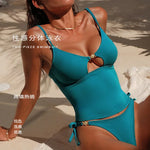 2026Women's Beachwear Summer Music Festival Thin Strap Metal Beachwear Knitted Top Five-Quarter Pants Elastic Waist Design
