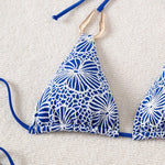 Triangle Bikini String Women Two Pieces Swimsuit Female Swimwear Halter Bikinis Set Blue Black Beachwear Padded Bathing Suit