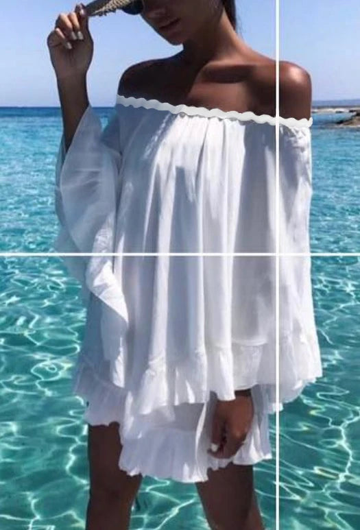 Crochet White Knitted Beach Cover Up Dress Tunic Long Pareos Bikinis Cover Ups Swim Cover Up Robe Plage Beachwear