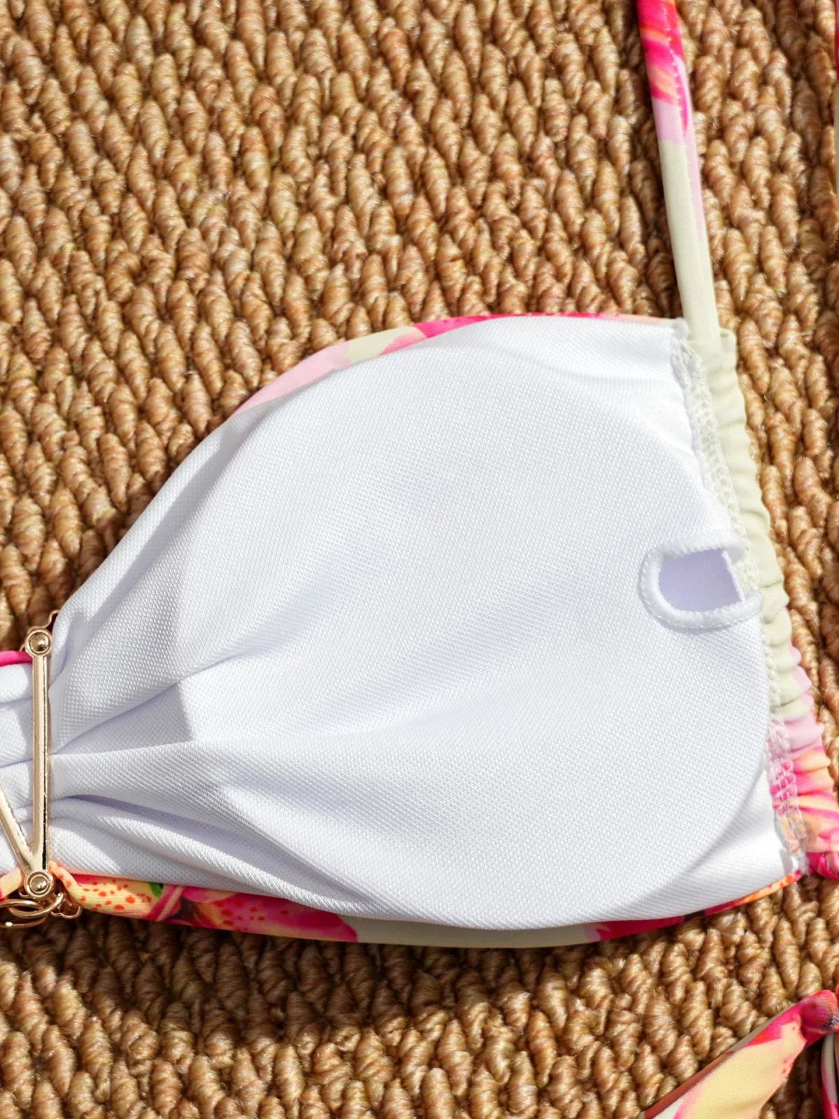Sexy Pink Floral Print Micro Bikini 2025 Women Metal Starfish Ornament Pleate Push Up Thong Swimsuit Bathing Suit Pool Swimwear