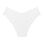 Ice Silk Ruffles Sexy Girls Briefs Seamless Women Panties Underwear T Back G String Yoga Fitness Thong Underpants Plus Size S-XL