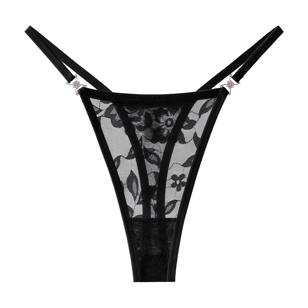 5pcs/pack Low Waist Sexy Women's G-String Underwear Floral Elegant Thongs Breathable Lingerie with Rhinestones Female Panties