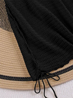 Solid Knit Halter V-neck Side Cross Straps Slim Beach Mini Dress 2026 Women Crochet Beach Swimsuit Cover Up Vacation Outfit K104