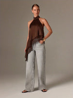 Autumn Fashion Women's Asymmetrical High-Neck Backless Halter Neck Top