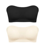 Women's Sexy Strapless Push Up Bra Removable Padded Seamless Ice Silk Top Women Invisible Beauty Back Anti-slip Off-shoulder Bra