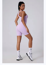 Women's Short Tracksuit One-Piece Sportswear Gym Workout Clothes Fitness Jumpsuit Stretch Bodysuit Yoga Suit Sports Playsuit