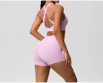 2PCS Yoga Set Women Gym Sports Suits Fitness Bra Crop Top Workout Clothes Female Athletic Wear Push Up Shorts Sportswear