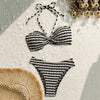 Striped Print String Halter Bandeau Bikinis Sets 2026 Sexy Swimsuit Women Ruched Swimwear Bathing Suit Brazilian Bikini Mujer test