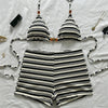 Sexy Striped Print Triangle Bikini with Shorts Halter Bead String Swimsuit Woman 2026 Swimwear Brazilian Bikinis Sets Femmes test