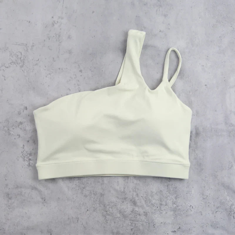 DIA FIT JOY Yoga Sports Bra Single Shoulder Irregular Strap Naked feel Sensation Beautiful Back Design Comfortable Breathable