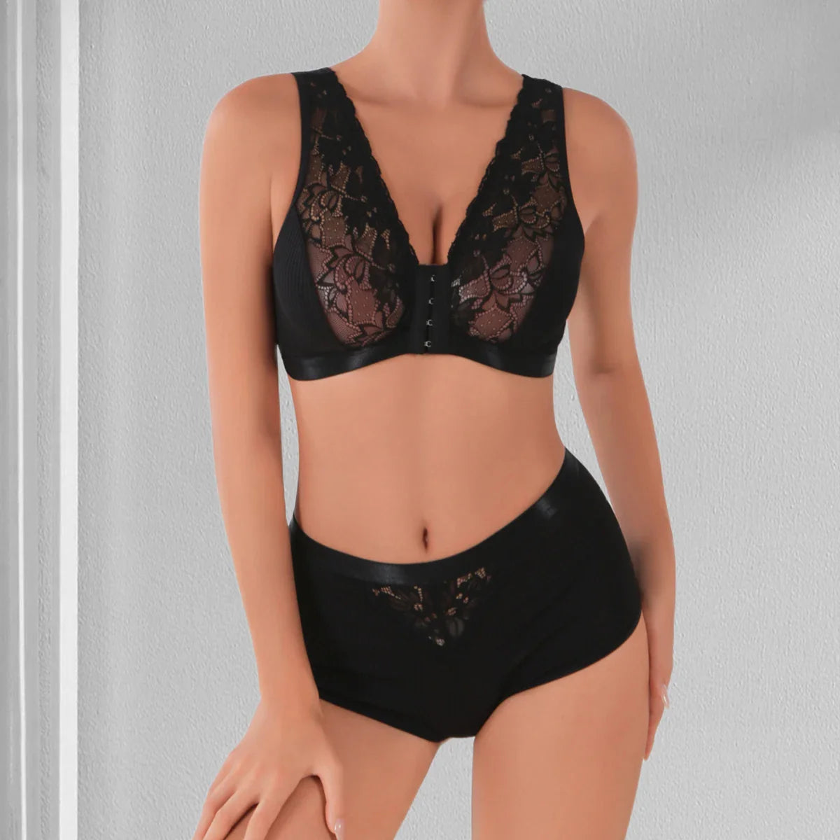 2pcs/Set Sexy Women Underwear Elegant Sexy Lingerie Sets No Pad 3/4 Cup Brassiere Breathable Women's Panties and Bras Outfits