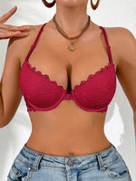 1Pcs Lace Butterfly Women's Sexy Bras French Front Closure Push up Bra Non-Padded Comfortable Versatile Back Design Top