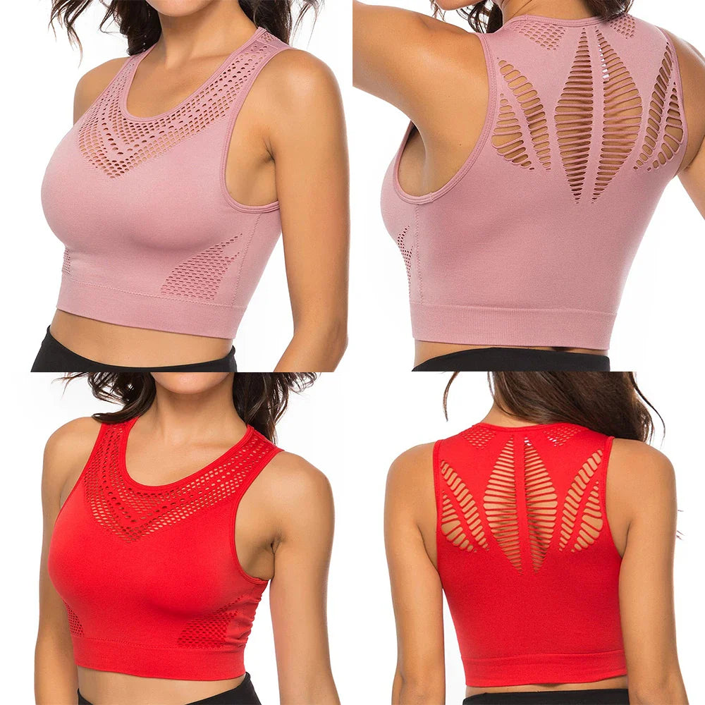 Hot Fitness Women's T-shirts Workout Sports Bra Yoga Vest Backless Solid Quick Dry Running Gym Sport bra Yoga Shirts Tank Top