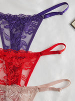 3-Pack Sexy Lace Women's Panties Adjustable Waistband Semi-Transparent Sexy Floral Lace Women's Sexy Lingerie Underwear