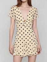 Female Party Dress Dresses Summer Dot Print Short Sleeve A-Line Dresses Streetwear Women Mini Dress V-Neck Elegant Clothes