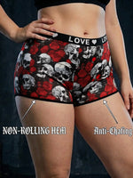 1XL-4XL Women Seamless Panties High-waisted Boyshorts Gothic Skull Soft Breathable Stretch Underwear for Women