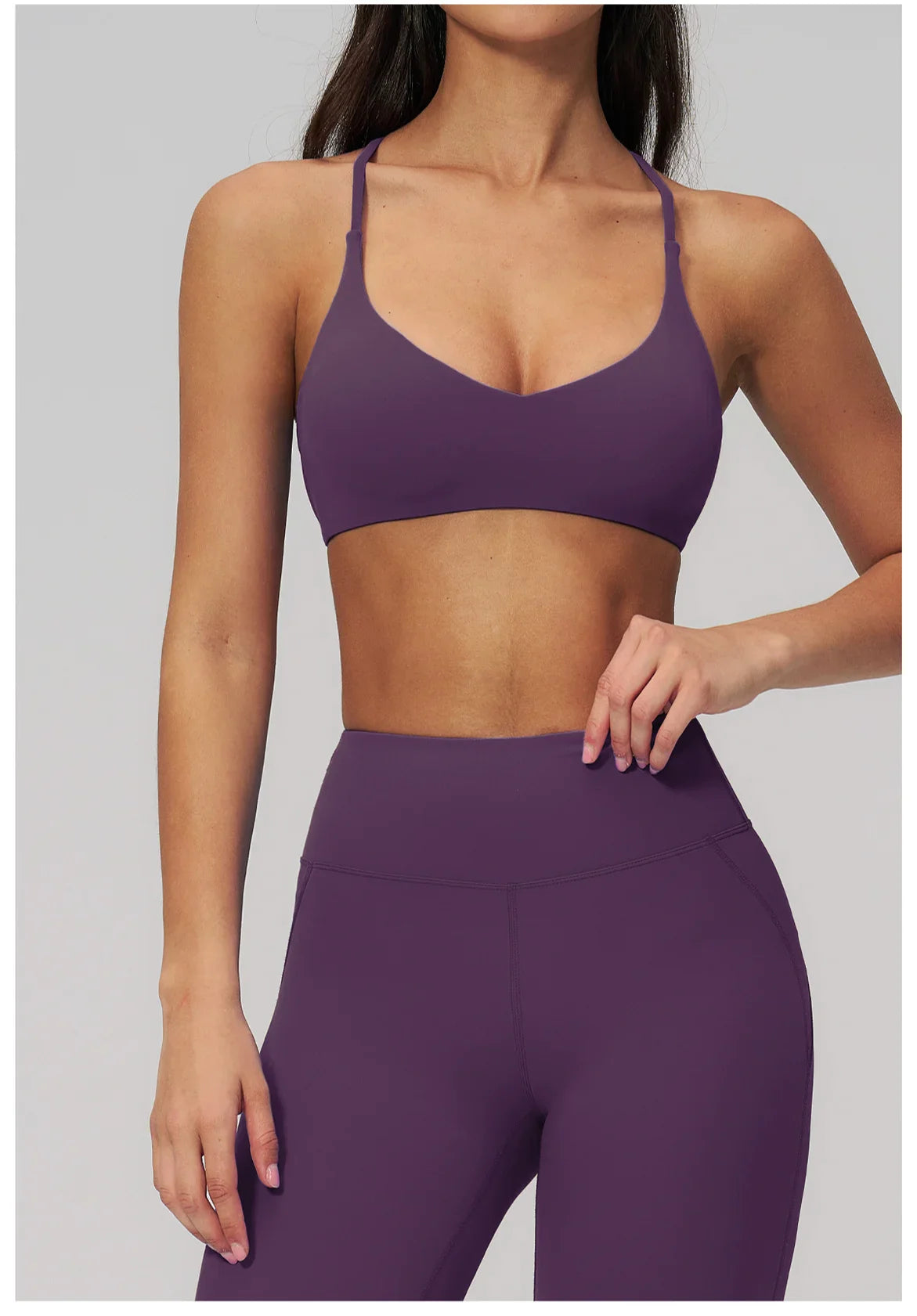 Summer U-Shaped Multi-Strap Cross Back Women Pilates Fitness Sports Bra Top Gym Yoga Athletic Tight Workout Jog With Chest Pad