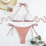 Sexy Gold Silver Red Strings Bikini 2024 Women Swimsuit Female Swimwear Thong Bikinis Set Brazilian Beach Bathing Suit Biquini