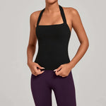 Sports Yeautifulback Breathoga Vest Neck Hanging Detachable Chest Pad Women Bra High Elasticity Slim Bable Running Sports Vest