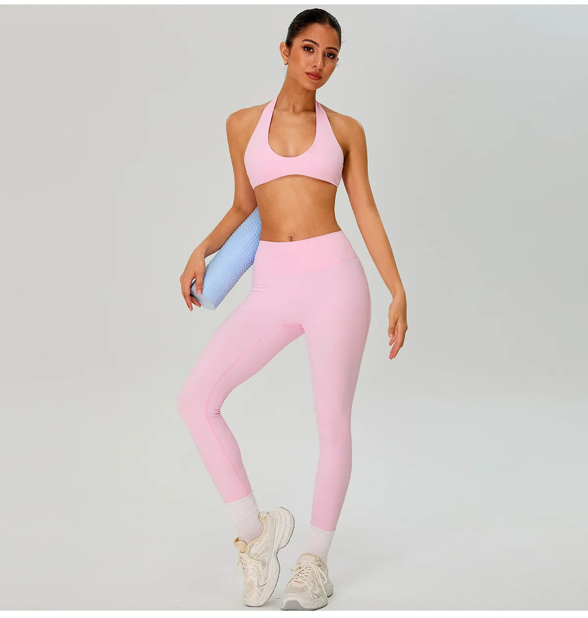 Fitness Sports Bra Women Halter Top High Support Push-up Open Back Gym Wear Hanging Neck Fitness Bar Yoga Bar Workout Underwear