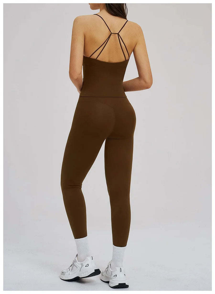 2PCS Yoga Suit Sports Set Women Fitness Quick-Drying Gym Tracksuit Running Nude Feeling Workout Outfit Sport Bra Leggings Suit