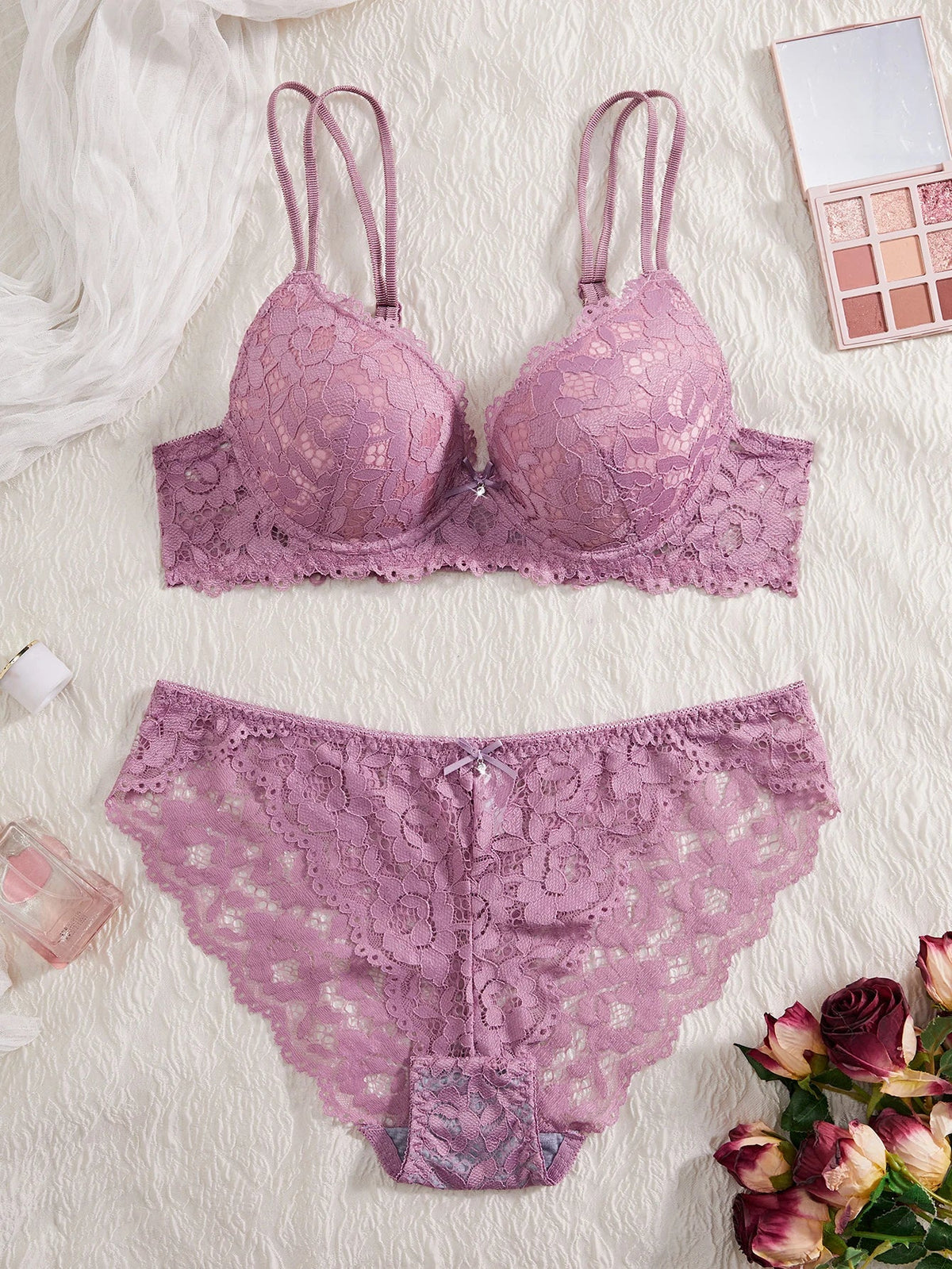 Single of Women's Underwear Set Sexy Lace Patchwork with Push Up Bra Romantic Sheer Women's Panties