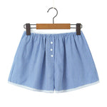 New French Style Lazy Loose Home Casual Button Lace Stripe Shorts For Woman Casual Elegant Fashion Style Pure Desire Casual QRCF