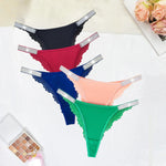 5pcs/Set Sexy Embroidery Two Shiny Belts Women Briefs Solid Low Waist Comfortable Female Panties Elegant Intimates Lingerie