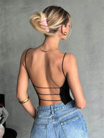 Sexy Backless Cami Top for Women Summer Solid Color Club Wear Bandage Crop Top Streetwear Y2K Clothes Camisole