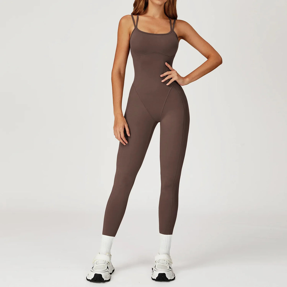 Hearuisavy Female Jumpsuit Long Elegant Sports Bodysuit Woman Gym Clothes Strappy Fitness Overalls Push Up Pilates Yoga Leotard