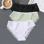 3Pcs/set Women's Cotton Panties M-2XL Women Patchwork Lace Underwear Sexy Low Waist Briefs Ladies Comfortable Underpants 2022