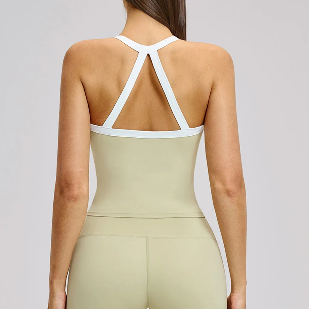 Women's Pilates Tank Top Push-Up Sports Bra Hollow Breathable Fitness Bras Gym Yoga Vest Running Tops High Strength Sportswear