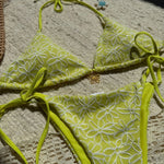 Sexy Pink Mesh Flower Bikini Set Women Halter Push Up Bra Bandage Triangle Swimsuit 2025 Summer Bathing Suit Vacation Swimwear