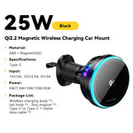 Essager QI2.2 25W Magnetic Car Phone Holder Wireless Charger Stand For iPhone 17 16 15 Pro Max Charging for Magsafe Car Charger