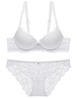 Hollow Lace Floral Sexy lingerie set Bow Padded Push Up women's bra Suitable for Small Busts sexy bras and panties