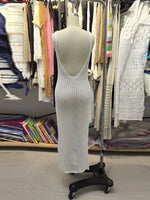 Sexy U Hollow Backless Slim Sleeveless Maxi Dress Hot Woman's See-through Wrap Hip Beach Evening Dress Solid Vacation Robe Dress