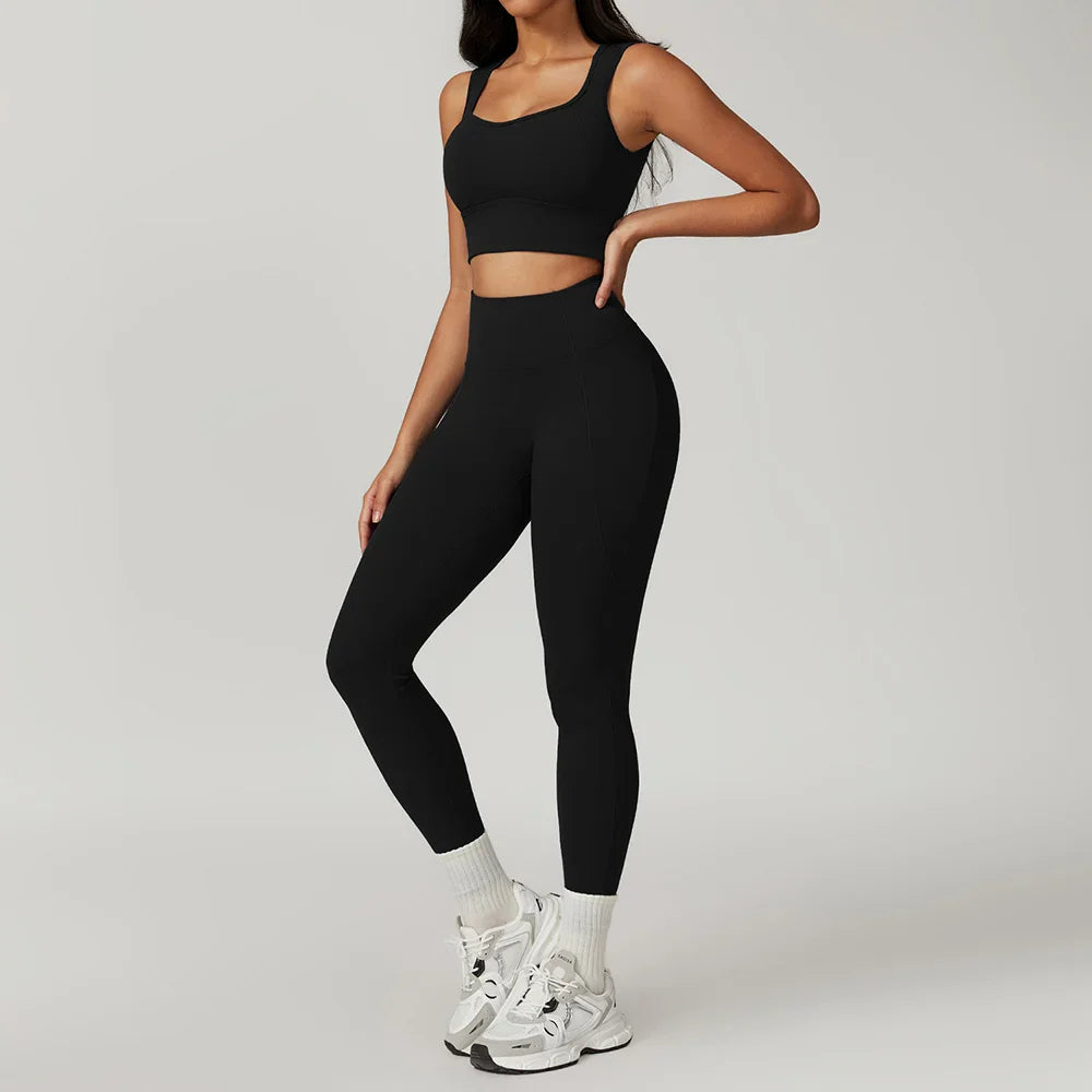 2 Pieces Yoga Suit Women Sexy Tight-Fitting Fitness Sports Set Gym Bra Elasticity High Waist Leggings Female Athletic Wear 8793