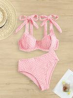 Sexy yellow bikini set 2026 women tie strap push up underwire high wiast swimsuit summer bathing suit two piece swimwear biquini