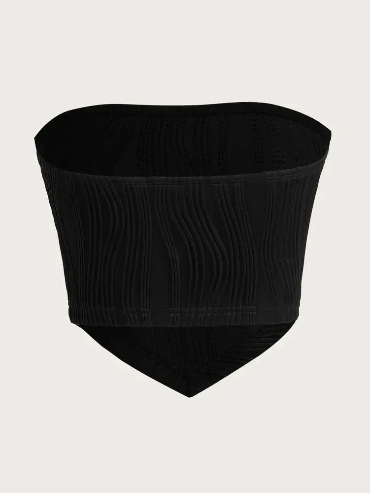 Sexy Off The Shoulder Tube Top Women Summer 2024 Solid Rib Knit Strapless Sleeveless Backless Crop Top Streetwear Y2K