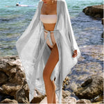 Women Transparent Kimono Golden Beach Cover Up Long Dress Swimwear Bathing Suit Beachwear Cardigan Summer Robe De Plage