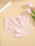 2PCS Seamless Ice Silk Briefs Women's Transparent Panties Sexy Breathable Underwear Female Stretch Erotic Korean Ultra Lingerie