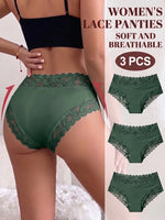 3PCS/Set Women's Sexy Lace Panties High Waist Hollow Out Briefs Breathable Underwear Female Elastic Soft Lingerie XS-XXL