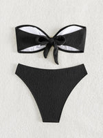 Sexy Bandeau Bikinis Sets Women Metal Ring Linked Push Up Micro Swimsuit 2025 Solid Bathing Suit Thong Swimwear Trajes De Baño