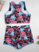 2026 Sporty High Waist Swimsuit Women Floral Printed Swimwear Female Bathers Bathing Swimming Swim Suit Beachwear