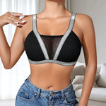 1pcs Fashion New Style Bras Silver Satin Women's Underwear Wire-Free Padless Bras Elegant Lady Bra Comfortable Sexy Lingerie