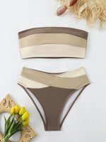 Sexy Bandeau Bikini 2026 Women Black Patchwork Striped Push Up High Waist Swimsuit Summer Bathing Suit 2 Piece Swimwear Biquini