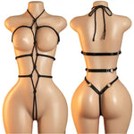 Women's Sexy Lingerie Erotic Backless Hanging Neck SM BodysuitSee Through Bra Lingerie Set Cosplay Hot Ultra-Thin Body Suit