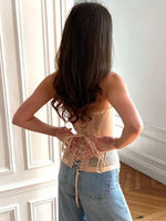 Sexy Slim Fit Corset Lace Hollow Out Sleeveless Strapless Top Lace Up Slim Fit Tops 2026 Summer Women Street Trendy Vest